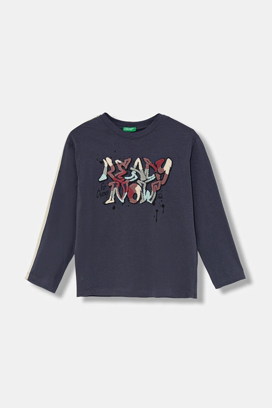 United Colors of Benetton longsleeve bawełniany dziecięcy nadruk granatowy 3ATNC10R7.G.Seasonal