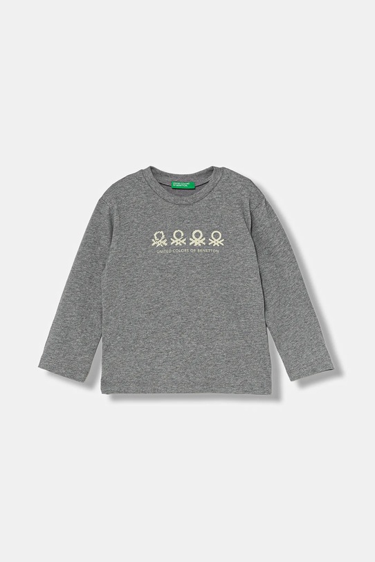 United Colors of Benetton longsleeve bawełniany dziecięcy nadruk szary 3ATNG10KT.P.Seasonal