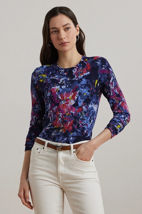 Хлопковый лонгслив Lauren Ralph Lauren хлопок голубой 200971173