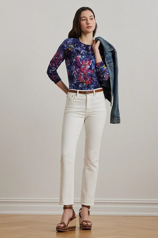 Одежда Хлопковый лонгслив Lauren Ralph Lauren 200971173 голубой