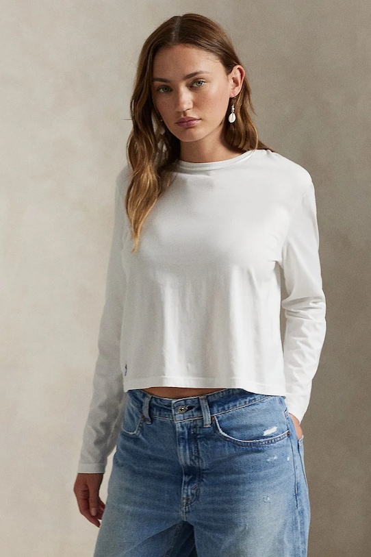 Tričko s dlhým rukávom Polo Ralph Lauren bavlna biela 211967103