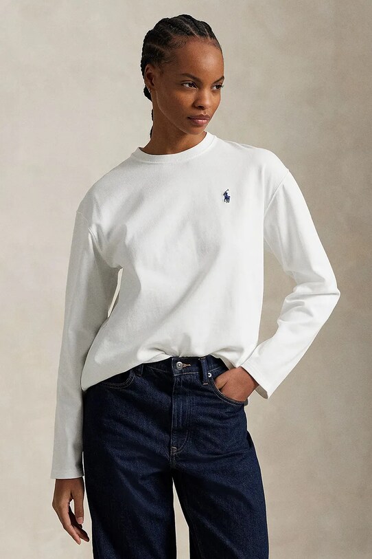 Polo Ralph Lauren longsleeve bawełniany bawełna biały 211967105