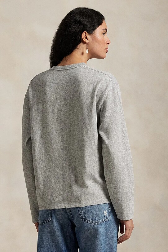 Памучна блуза с дълги ръкави Polo Ralph Lauren 211967105 сив AW25