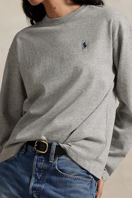 Памучна блуза с дълги ръкави Polo Ralph Lauren сив 211967105