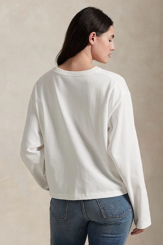 Bavlněné tričko s dlouhým rukávem Polo Ralph Lauren 211967107 bílá AW25