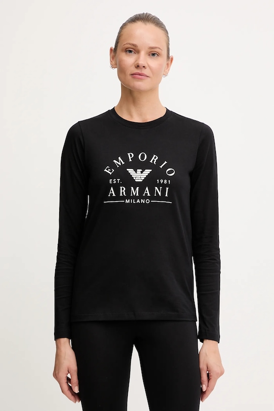 Emporio Armani Underwear longsleeve bawełniany nadruk czarny EW001899.AF15345