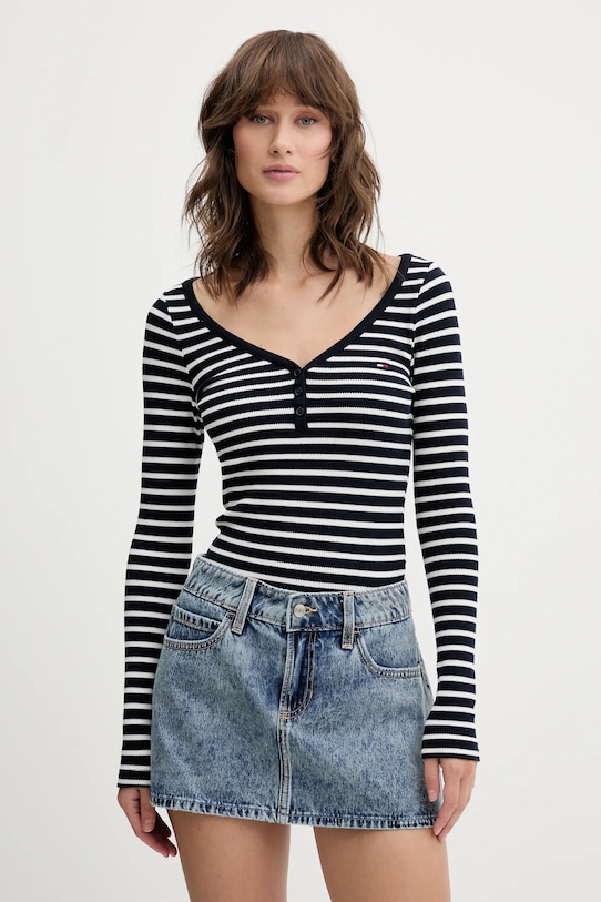 Лонгслив Tommy Jeans slim тёмно-синий DW0DW20903