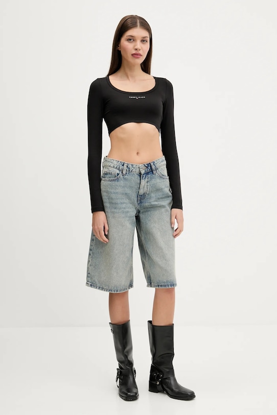 Tommy Jeans longsleeve DW0DW20909 negru AW25