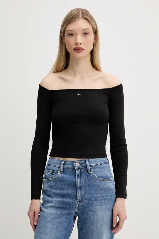 Tommy Jeans longsleeve pozostałe czarny DW0DW20919