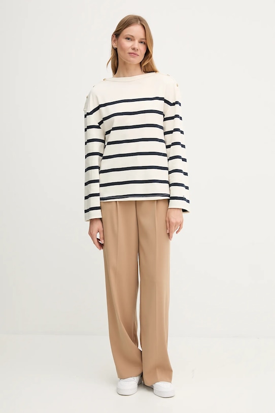 Tommy Hilfiger longsleeve bawełniany WW0WW45760 beżowy AW25