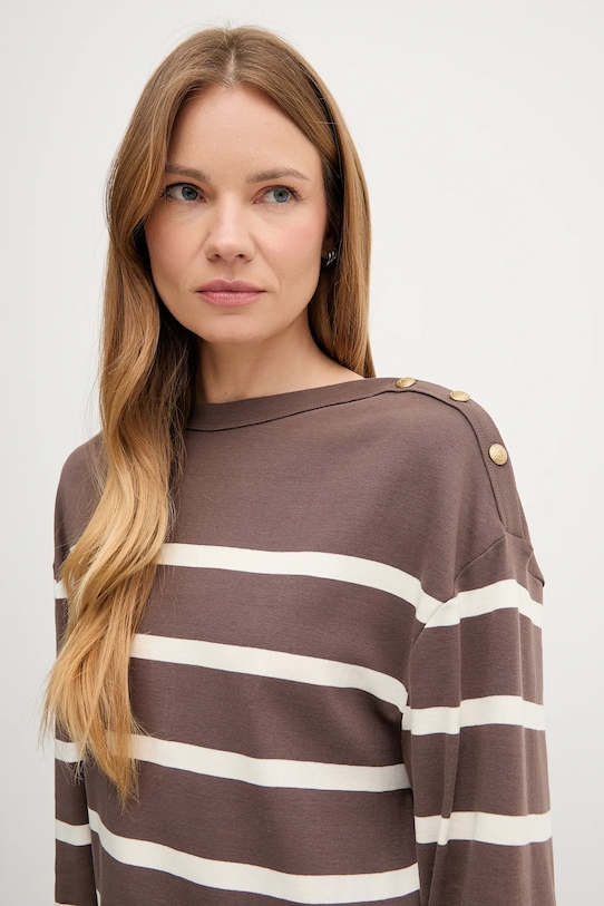 Tommy Hilfiger longsleeve bawełniany brązowy WW0WW45760