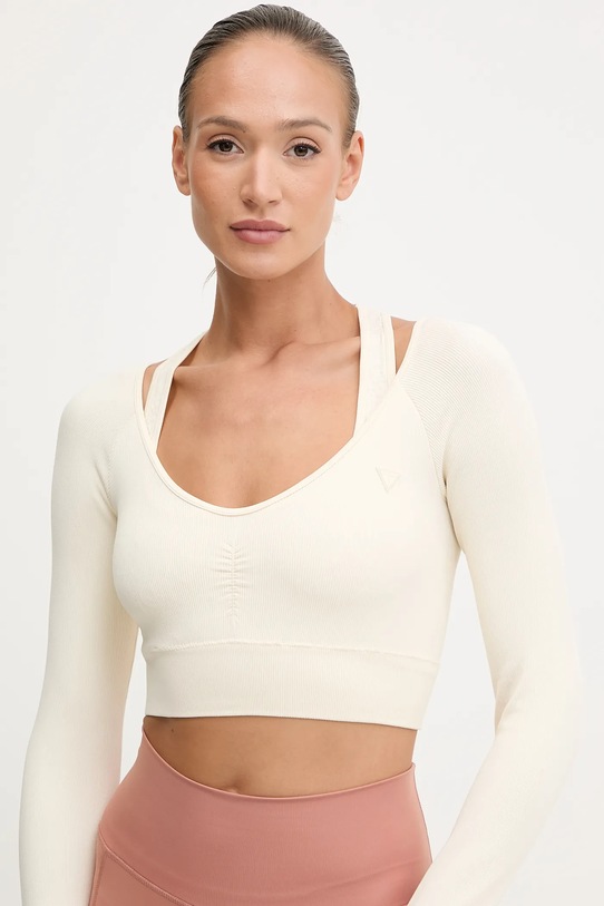 Majica dugih rukava Guess PEONY bež V5YP06.Z3OA0