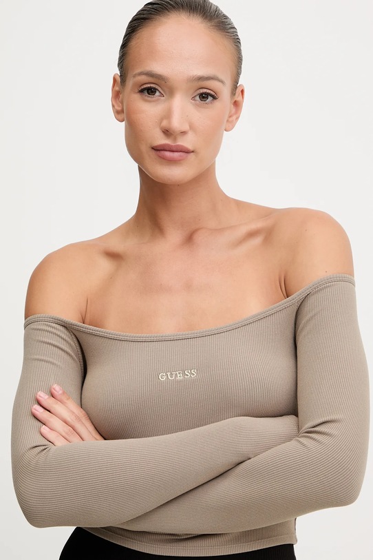 Tričko s dlouhým rukávem Guess CARLA béžová V5YP07.K8RT2