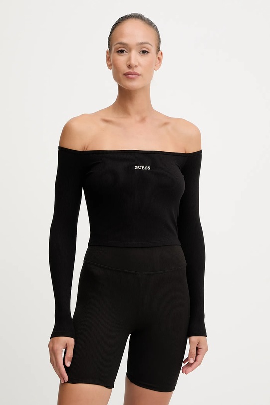 Guess longsleeve CARLA z elastanem czarny V5YP07.K8RT2