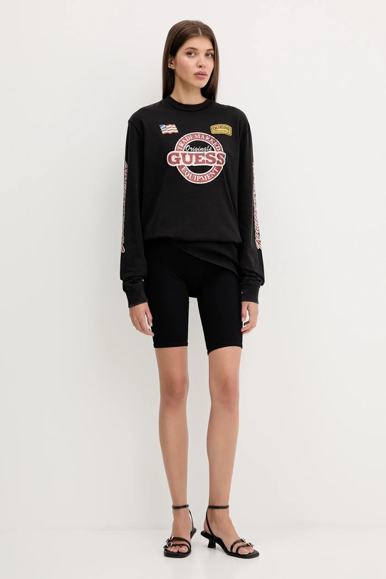Guess Originals longsleeve bawełniany M5YI56.K8FQ4 czarny AW25