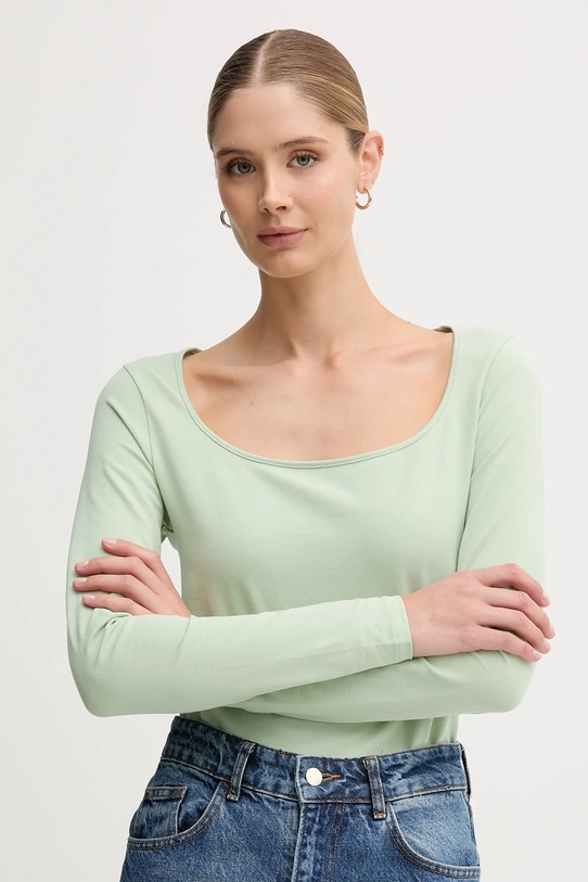 United Colors of Benetton hosszú ujjú elasztánnal zöld 3FJHD10AQ