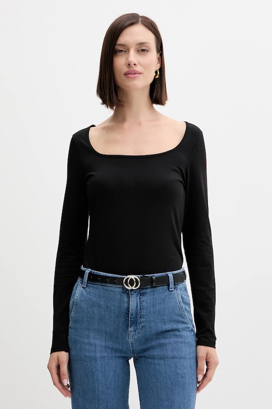 Tričko s dlouhým rukávem United Colors of Benetton slim černá 3FJHD10AQ