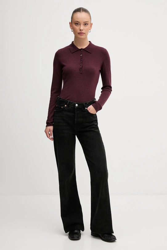 Pulover z dodatkom volne United Colors of Benetton 102HD301H bordo AW25