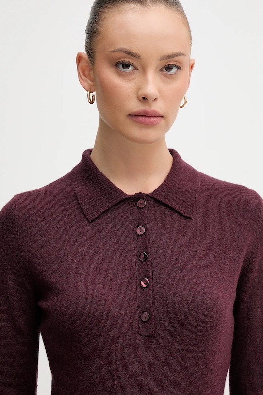 United Colors of Benetton sweter z dodatkiem wełny bordowy 102HD301H