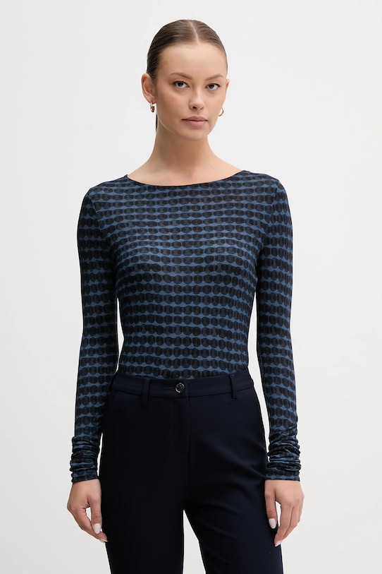 United Colors of Benetton longsleeve z dodatkiem wełny regular granatowy 328PD109Y