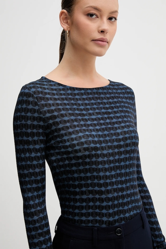 United Colors of Benetton longsleeve z dodatkiem wełny granatowy 328PD109Y