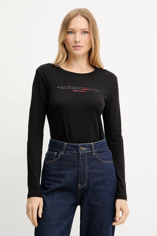 Armani Exchange longsleeve bawełniany nadruk czarny XW001360.AF10356