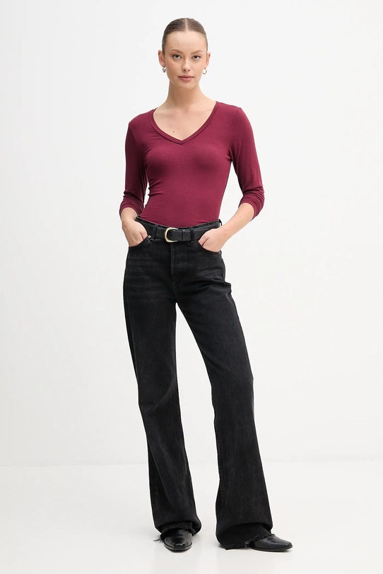 United Colors of Benetton longsleeve din amestec de cașmir 3LRU3M076 burgundia AW25