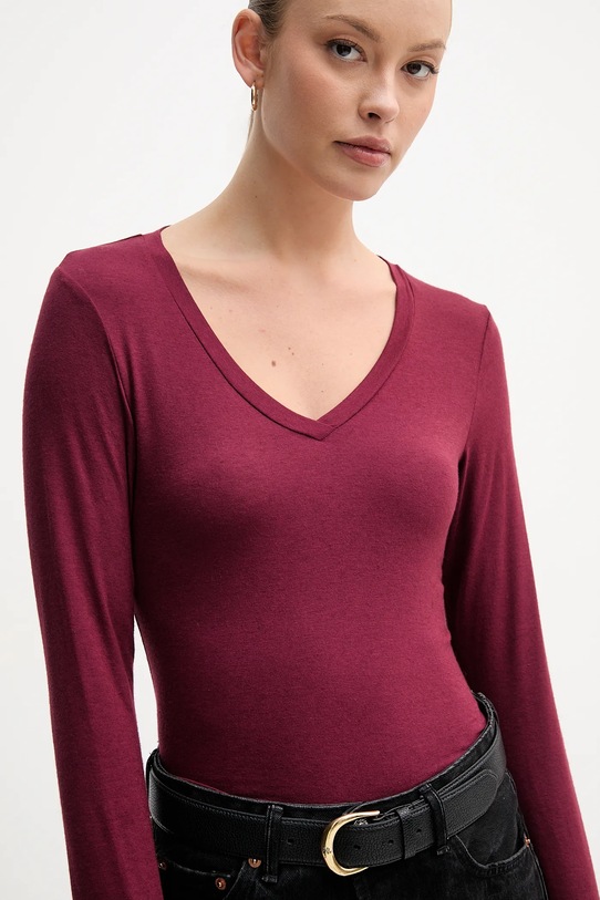 United Colors of Benetton longsleeve din amestec de cașmir burgundia 3LRU3M076