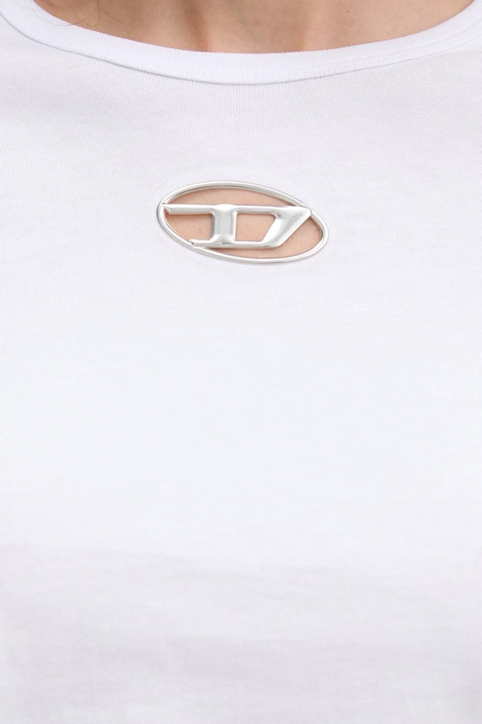 Diesel longsleeve bawełniany T-UNCUTIE-LONG-LS-OD A19438.0CLBR biały