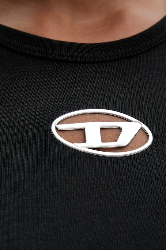 Bavlnené tričko s dlhým rukávom Diesel T-UNCUTIE-LONG-LS-OD A19438.0CLBR čierna