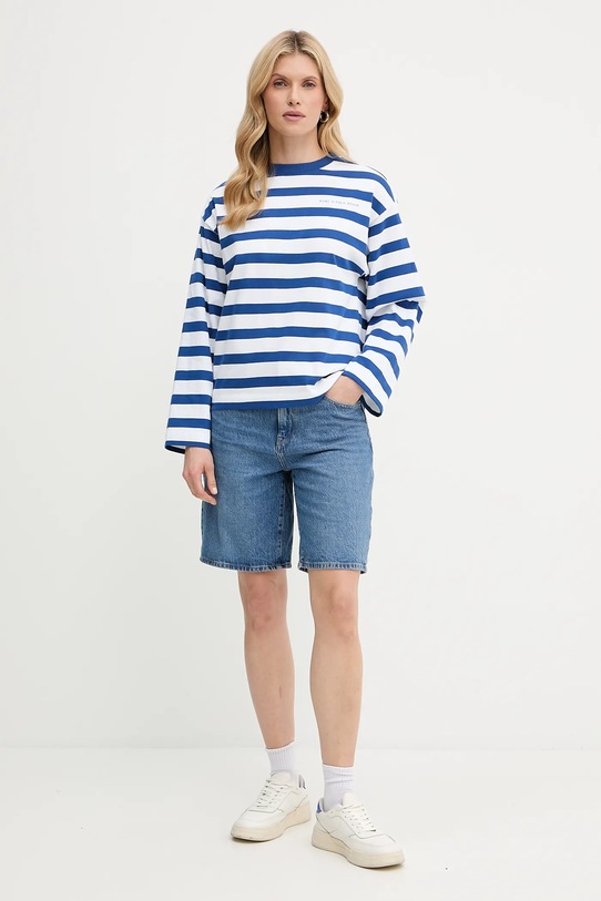 Marc O'Polo pamut hosszúujjú 5000006526 sötétkék AW25