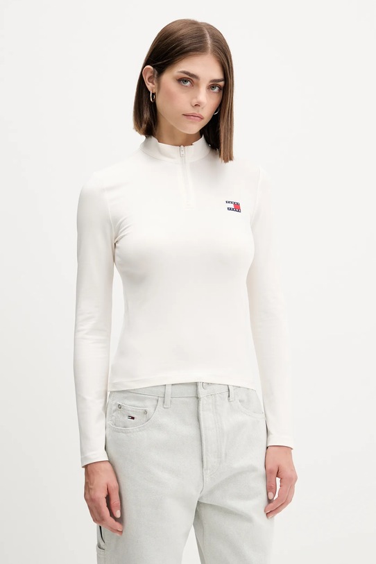 Лонгслив Tommy Jeans с эластаном бежевый DW0DW21567