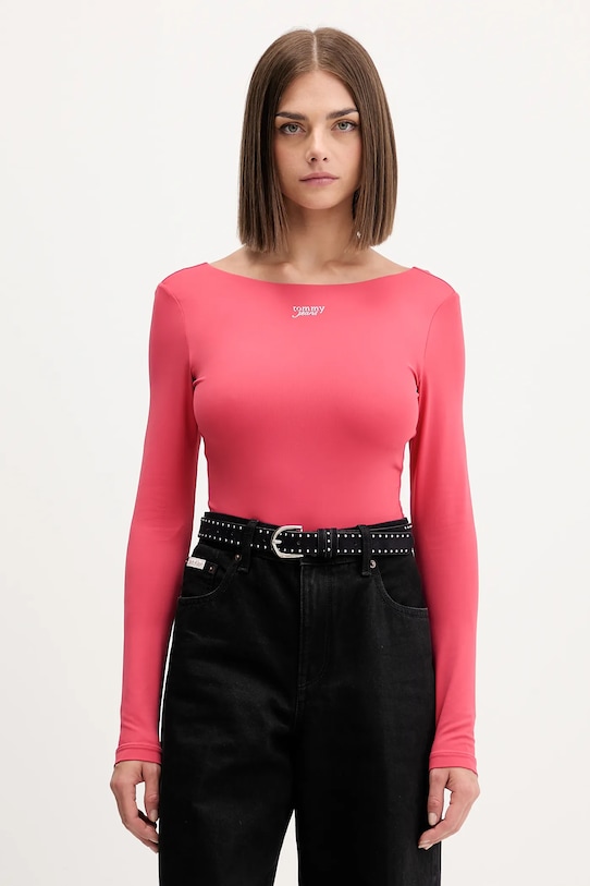 Body Tommy Jeans slim ružová DW0DW21574