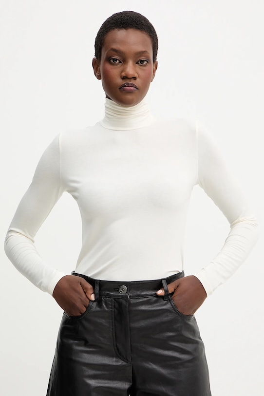 Weekend Max Mara longsleeve MULTIF z elastanem beżowy 2525946022600