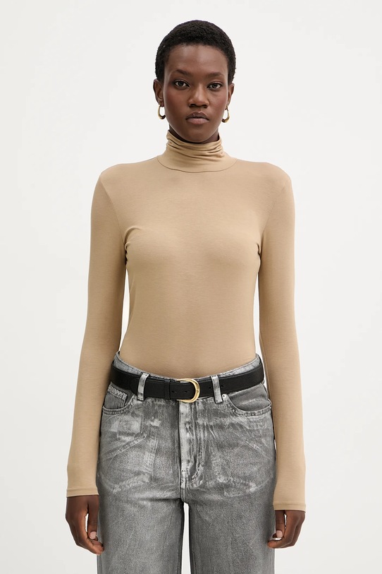 Weekend Max Mara longsleeve MULTIF z elastanem beżowy 2525946022600