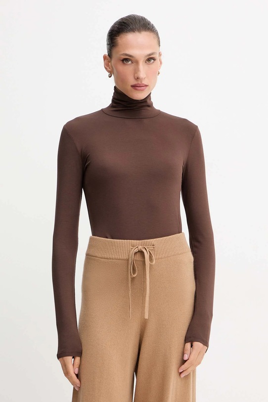 Μακρυμάνικο Weekend Max Mara MULTIF με ελαστάν καφέ 2525946022600