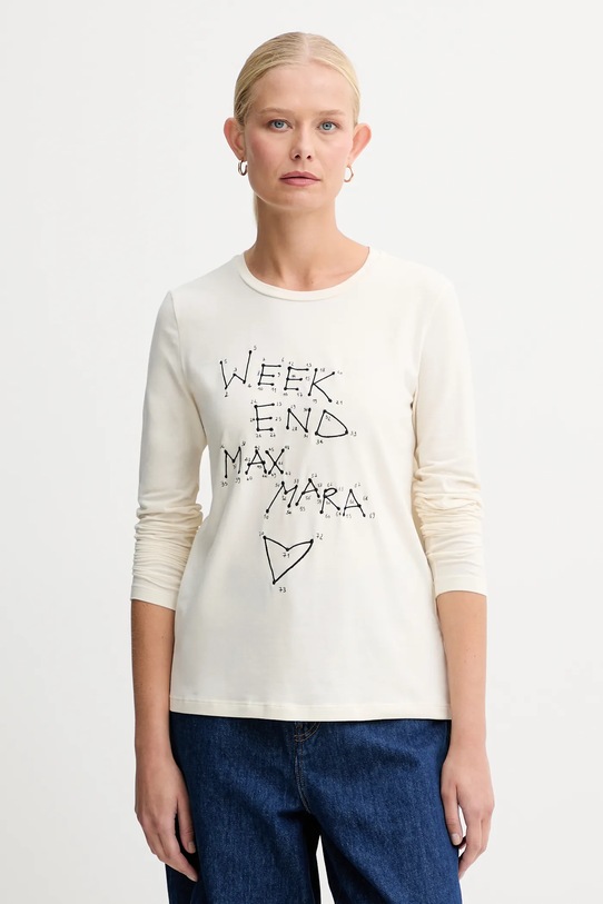 Weekend Max Mara longsleeve RENOIR z elastanem beżowy 2525946032600