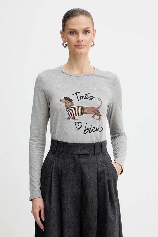 Weekend Max Mara longsleeve RENOIR z elastanem szary 2525946032600