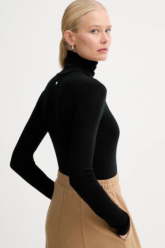 Weekend Max Mara longsleeve z dodatkiem wełny TESEO czarny 2525946052600