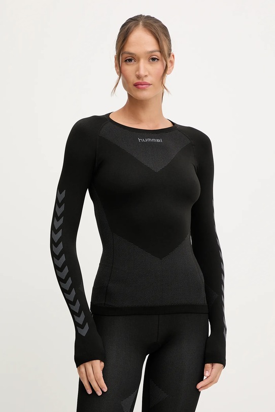 Hummel longsleeve sportowy z elastanem czarny 202645