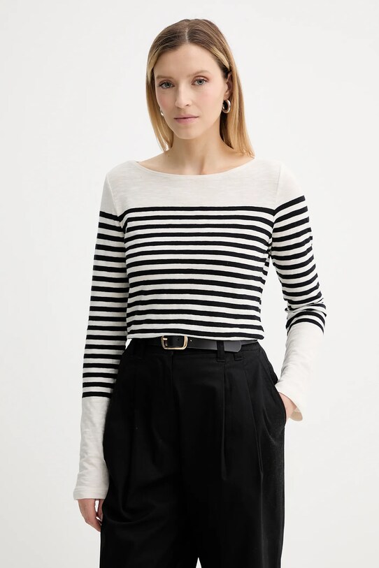 Marc O'Polo longsleeve bawełniany wzorzyste beżowy 506219652597