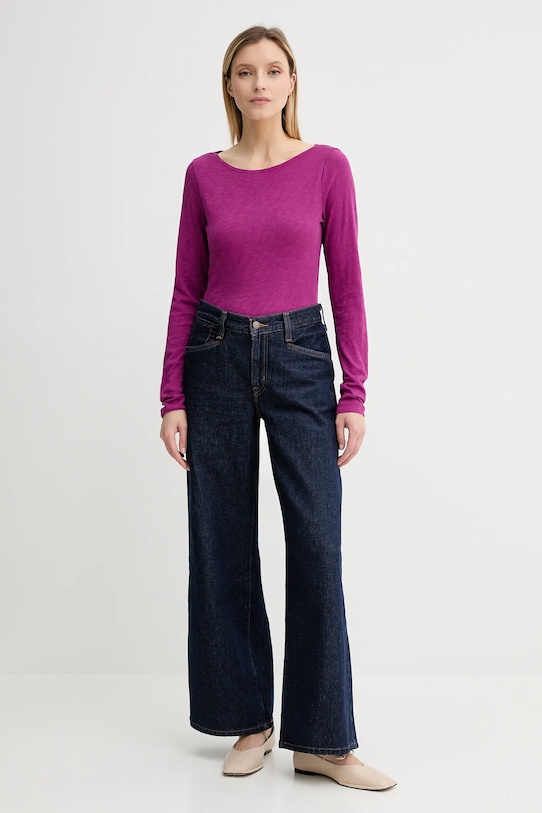 Bavlněné tričko s dlouhým rukávem Marc O'Polo 506226152199 růžová AW25