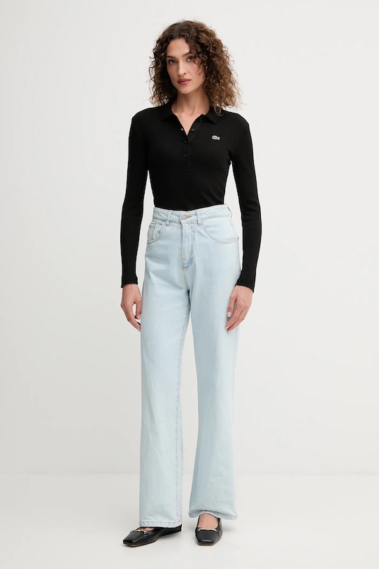 Pamučna majica dugih rukava Lacoste DF5281 crna AW25