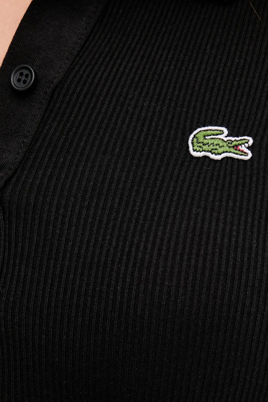 Bombažna majica z dolgimi rokavi Lacoste DF5281 črna