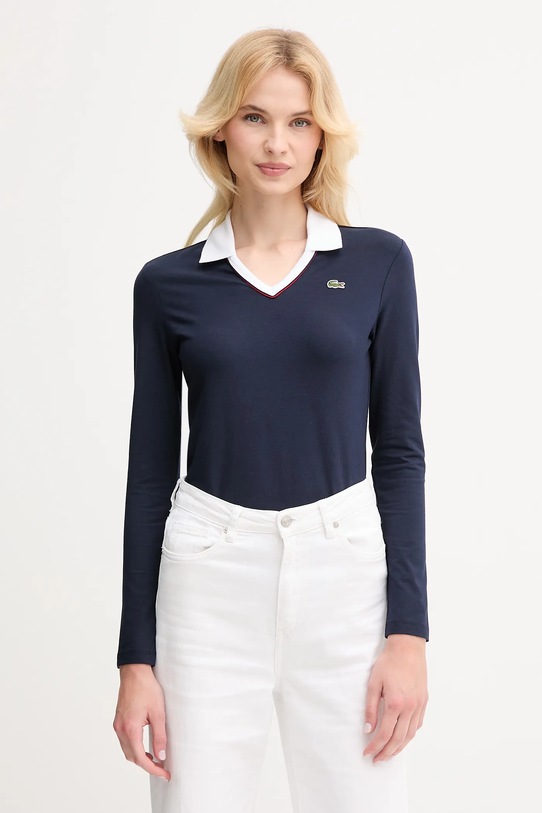 Lacoste longsleeve z elastanem granatowy DF7785