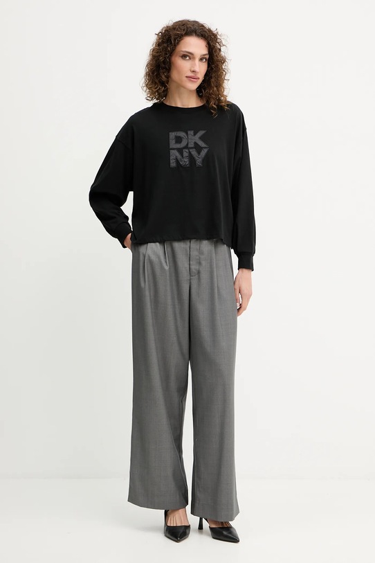 Bavlněné tričko s dlouhým rukávem Dkny DJ5T1488 černá AW25