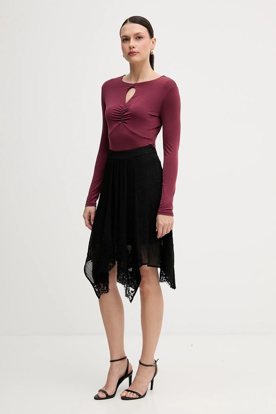 Sisley longsleeve 35B8L107V bordowy AW25