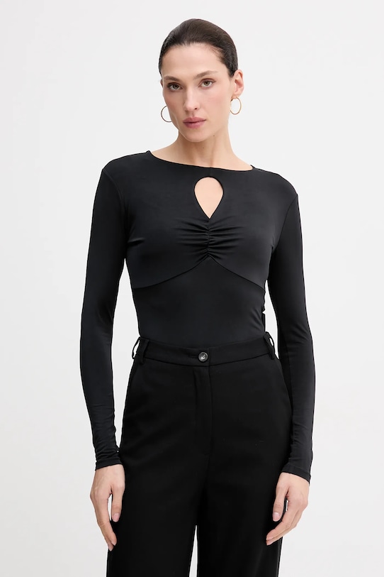Sisley camicia a maniche lunghe semplice nero 35B8L107V