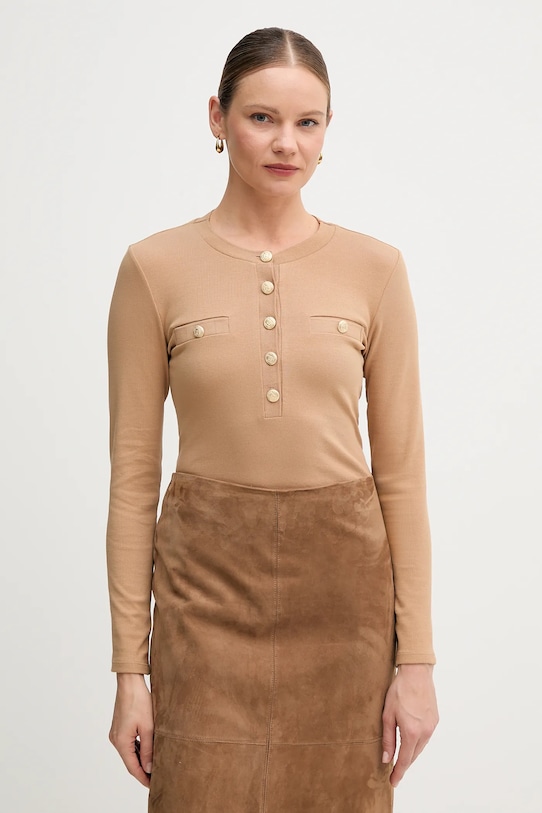 Marc Aurel longsleeve z elastanem beżowy 7705.7001.73918