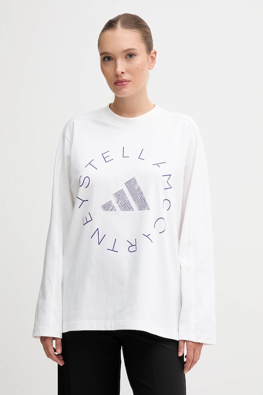 adidas by Stella McCartney longsleeve din bumbac print alb JM3680